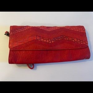 Jessica Simpson Clutch Wristlet Red Faux Leather
